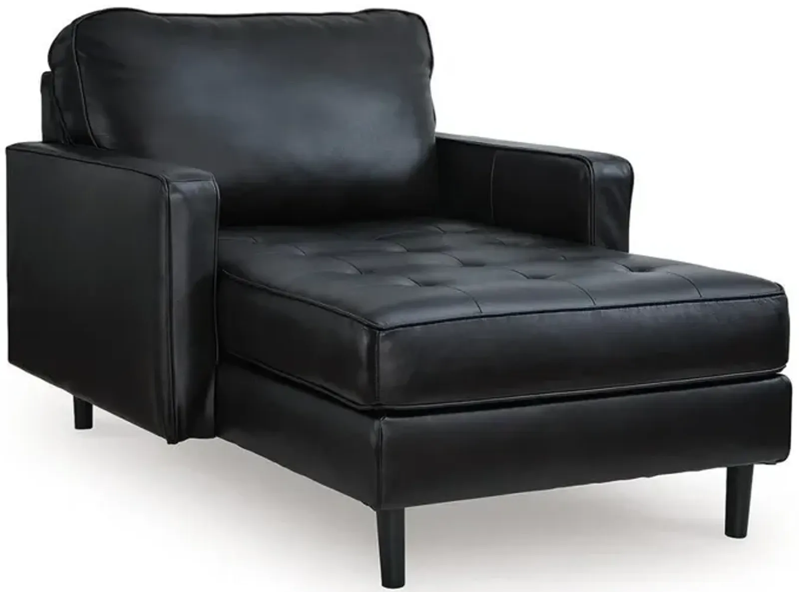 Ashley Bryc Chaise Lounge Chair, Classic Black Real and Faux Leather, 64 Inch