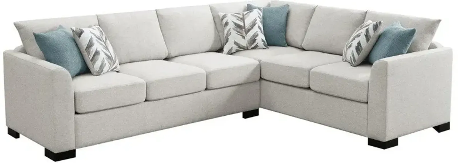 Ashlee Sleeper Sectional Sofa, Greige Chenille, 6 Pillows, 111 Inch