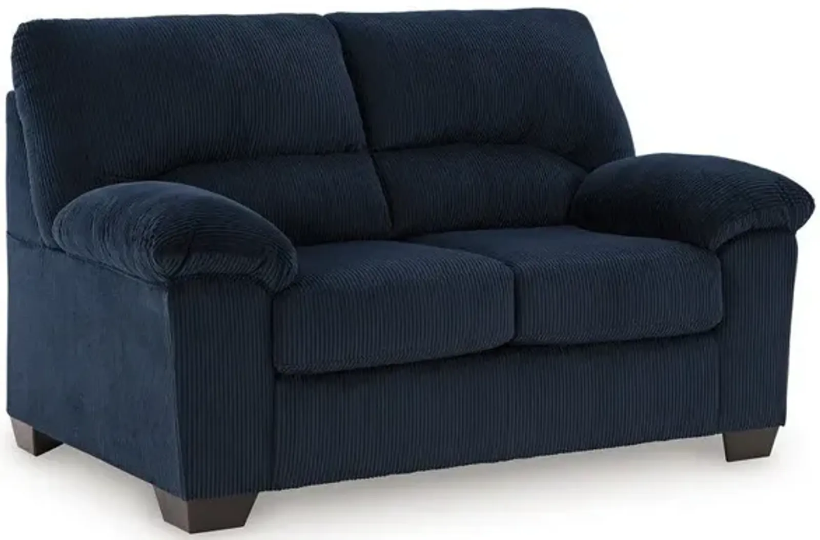 Ashley Simy Loveseat, 63 Inch Navy Blue Corduroy, Modern Pillow Top Arms