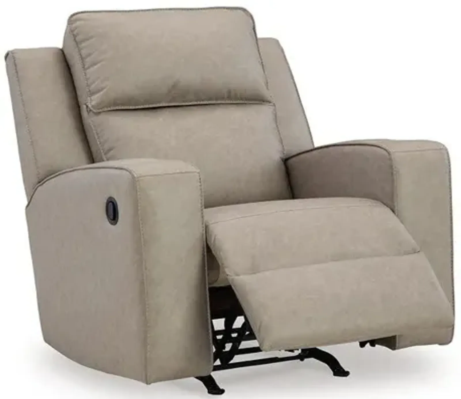 Ashley Livie Manual Rocker Recliner Chair, Cupholder, Beige Gray Faux Leather