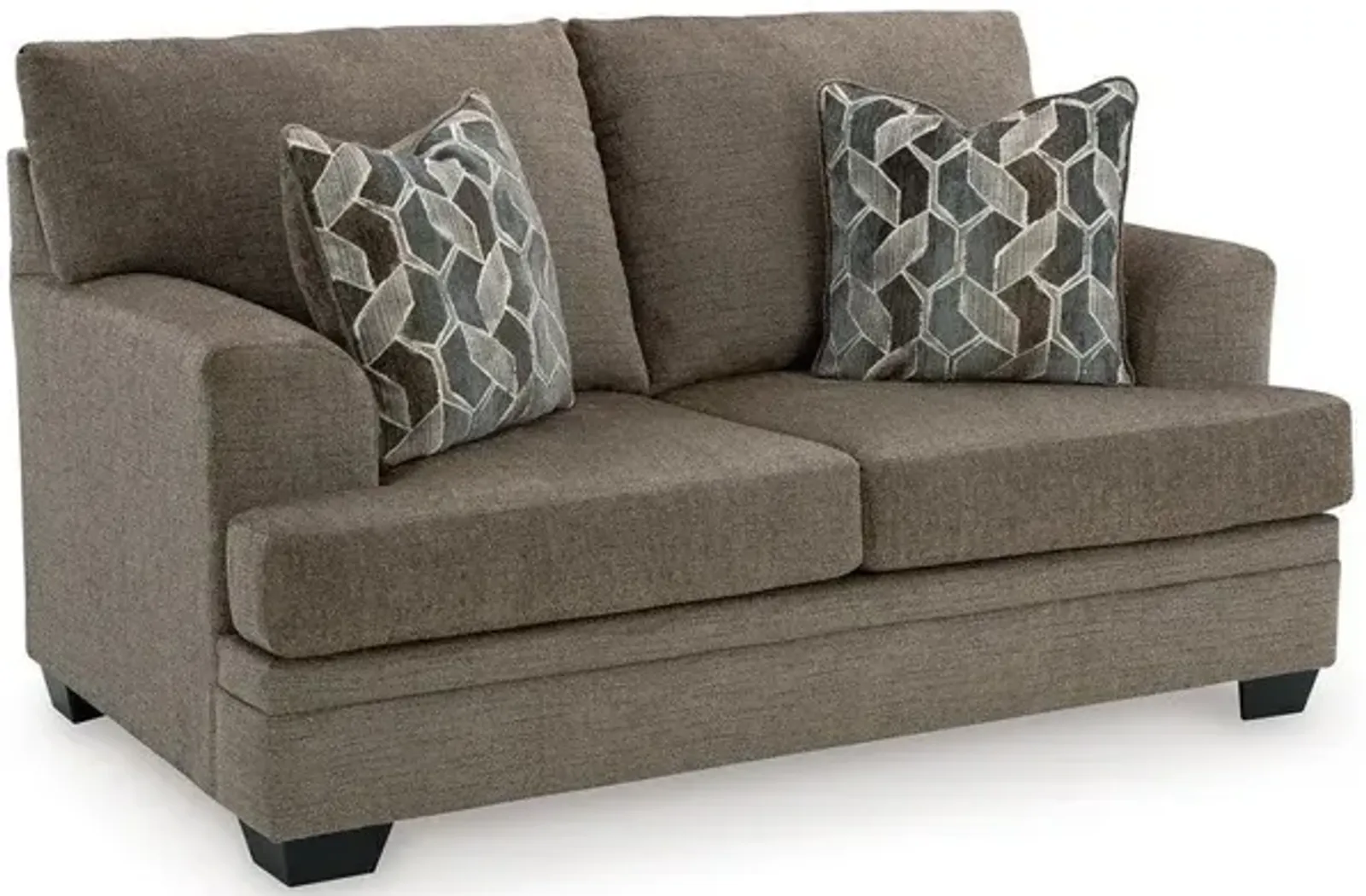 Ashley Ead Loveseat, 4 Accent Throw Pillows, Nutmeg Brown Polyester 67 Inch