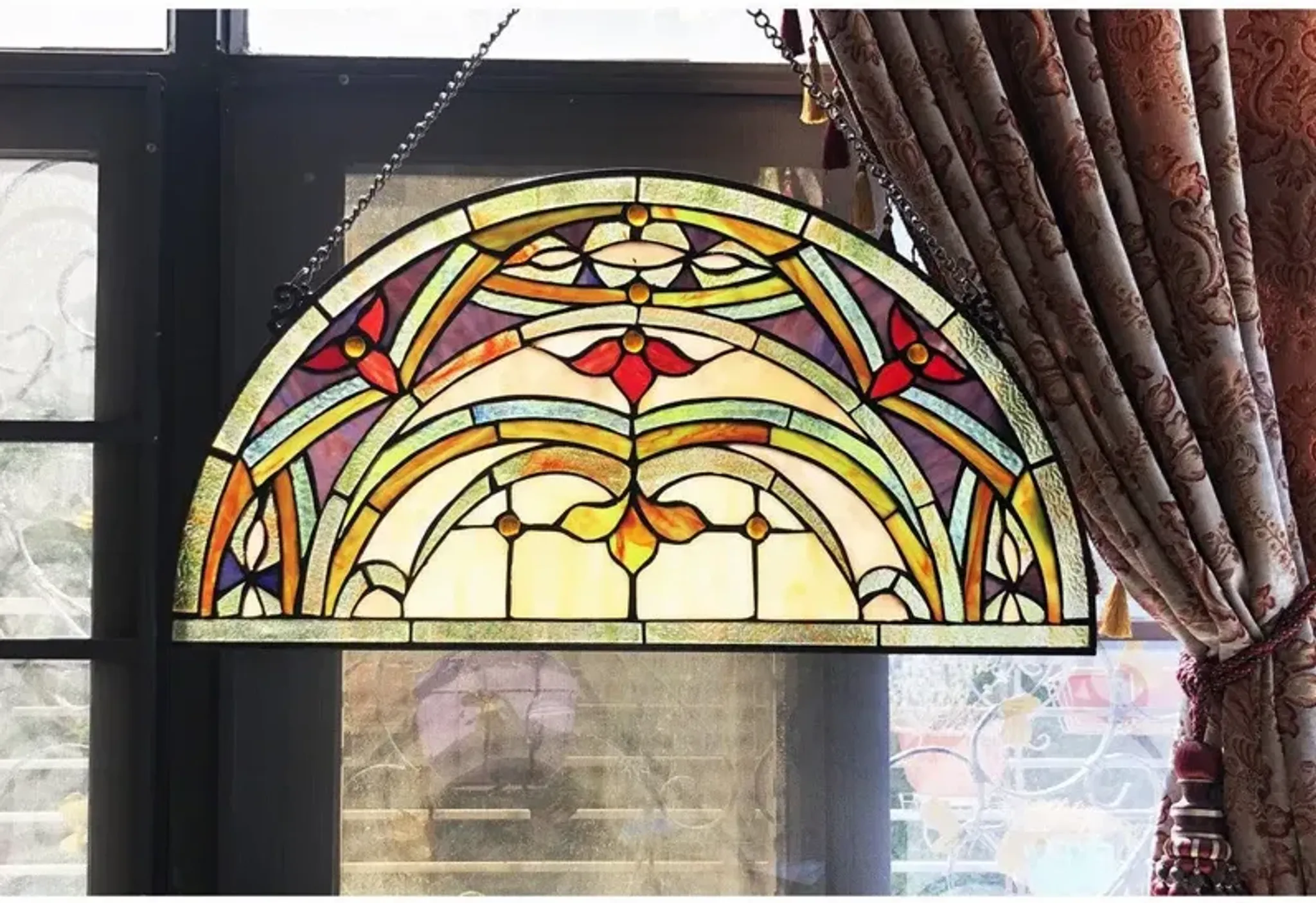 Chloe Lighting Marion Tiffany-Style Victorian Stained-Glass Window ...