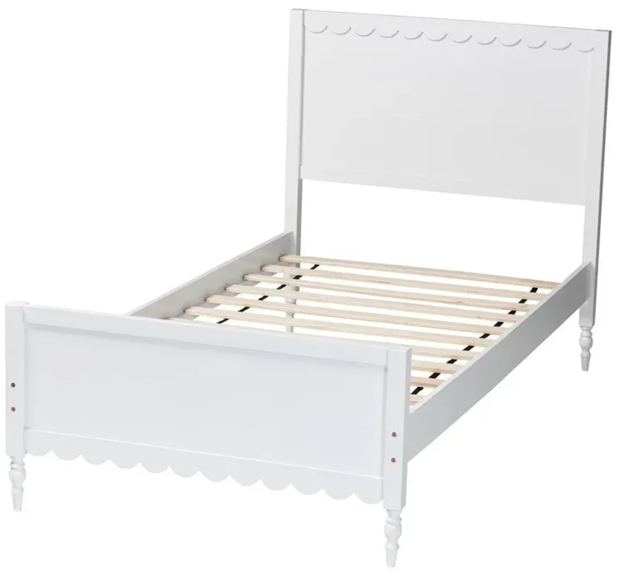 Baxton Studio Roni Modern White Wood Twin Platform Bed with Scalloped ...