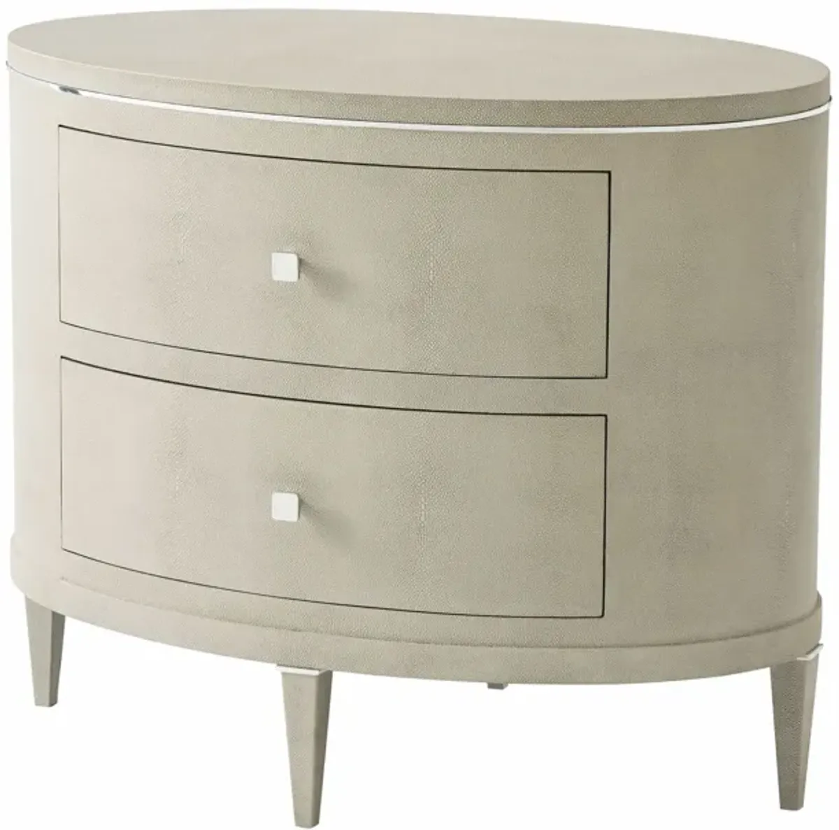 TWO DRAWER OVAL NIGHTSTAND