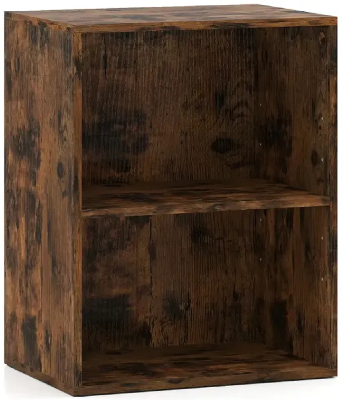 2-Cube Bookcase Set of 2 Floor Standing Open Bookshelf w/ 5-Position Adjustable Shelf
