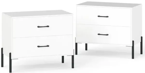 2-Drawer Dresser Modern Wooden Nightstand Set of 2