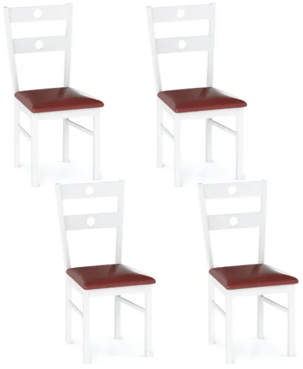 Wooden Dining Chairs Set of 4 Armless Kitchen Chairs with Hollowed Backrest