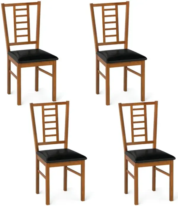 PU Leather Upholstered Wood Dining Chairs Set of 4