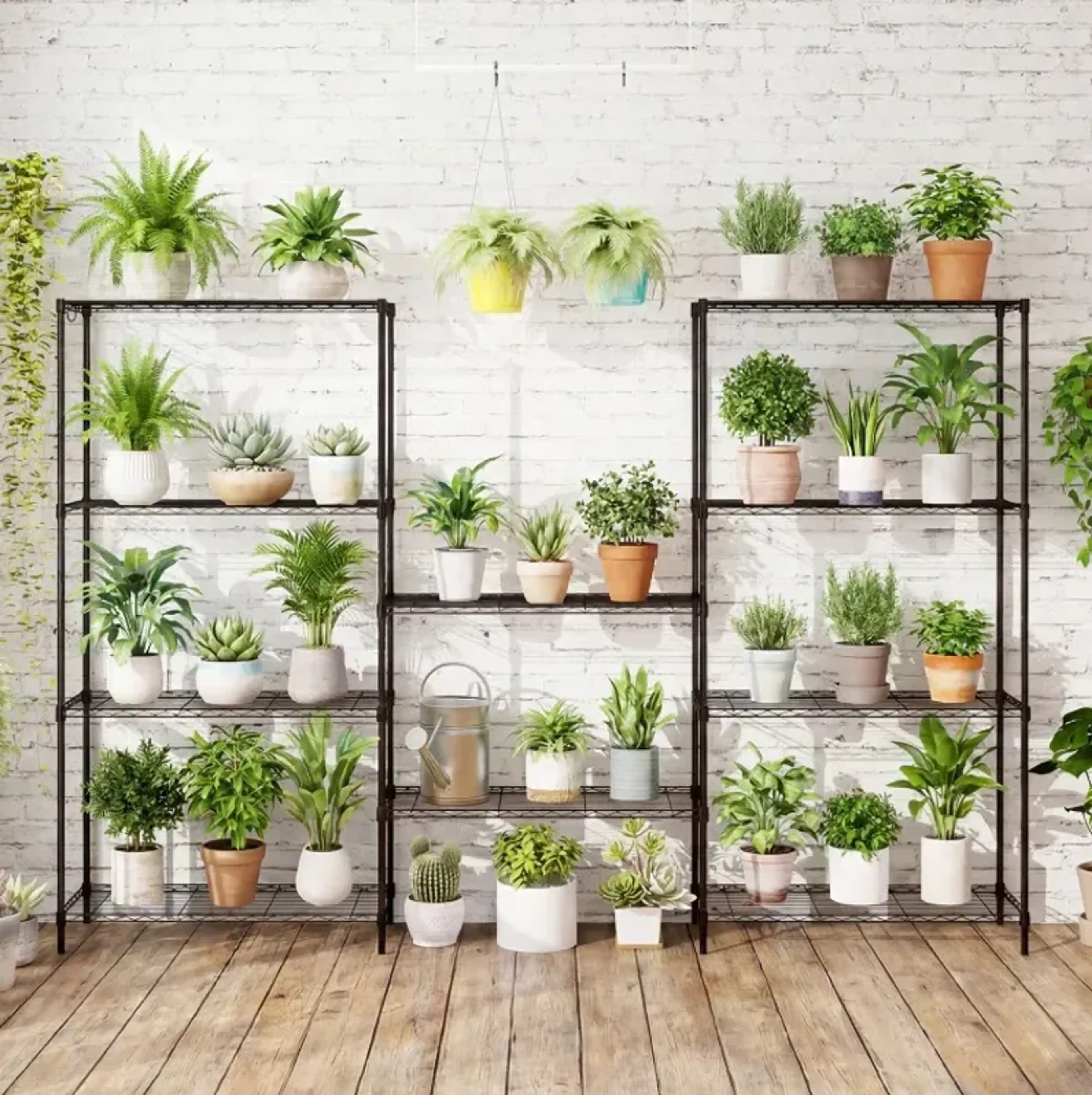 Set Of 2 5 Tier Metal Storage Shelving Unit With V Shaped Wire Rack And ...