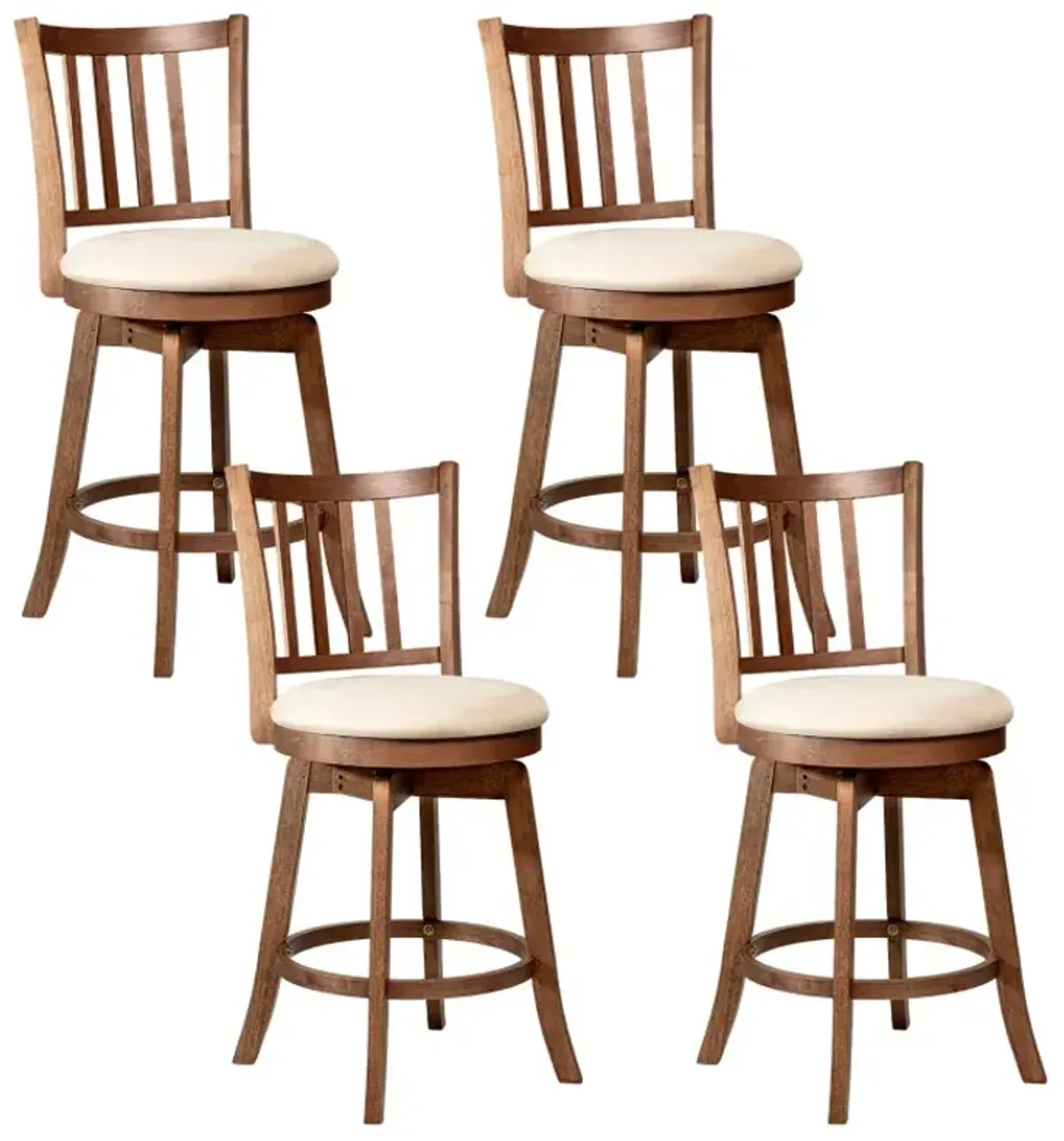 360° Rotating Counter Height Chairs Set of 4 with Backrest and Upholstered Seat