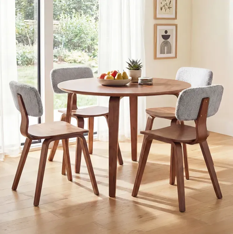 5 Piece Dining Table Set with 4 Padded Dining Chairs and Rubber Wood Table