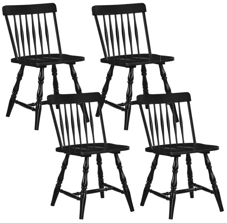 Windsor Dining Chairs Set of 4 with Curved Spindle Back