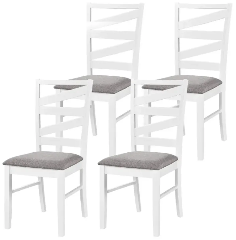 Dining Chairs Set of 4 with Backrests and Rubber Wood Frames