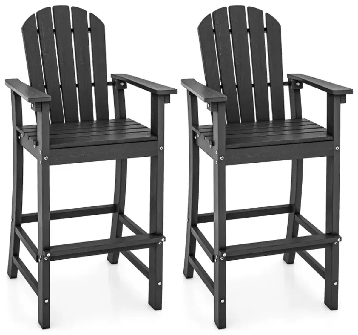 Set of 2 Counter Height Outdoor HDPE Bar Stool with Armrests and Footrest