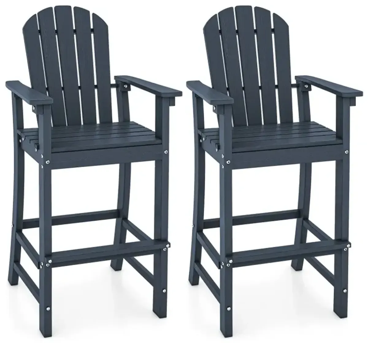 Set of 2 Counter Height Outdoor HDPE Bar Stool with Armrests and Footrest