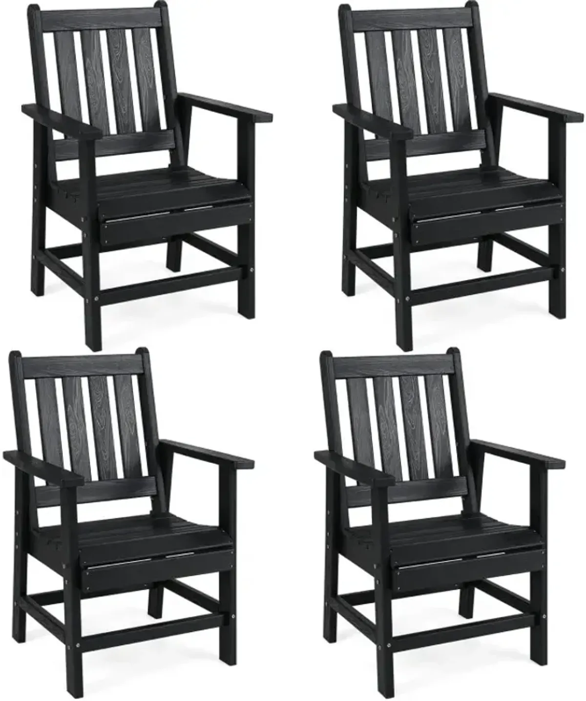 Set of 4 Patio Dining Chairs with Wide Armrests
