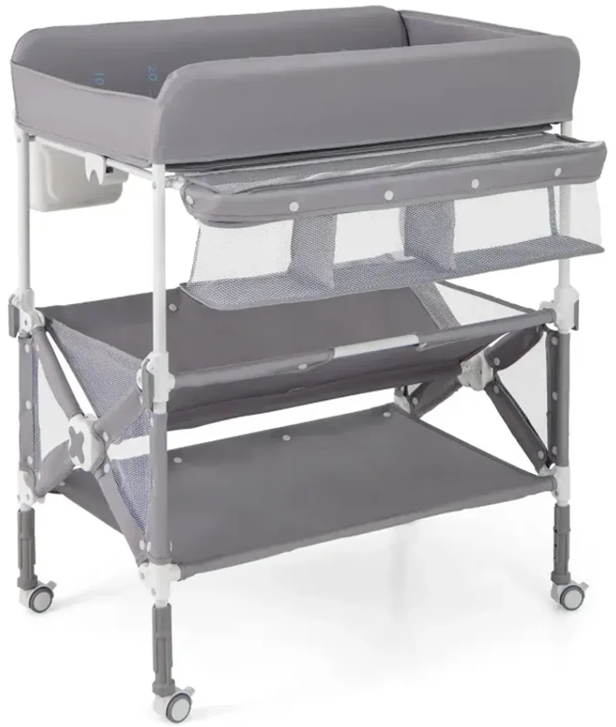 Portable Baby Changing Table with Wheels and Large Storage Rack