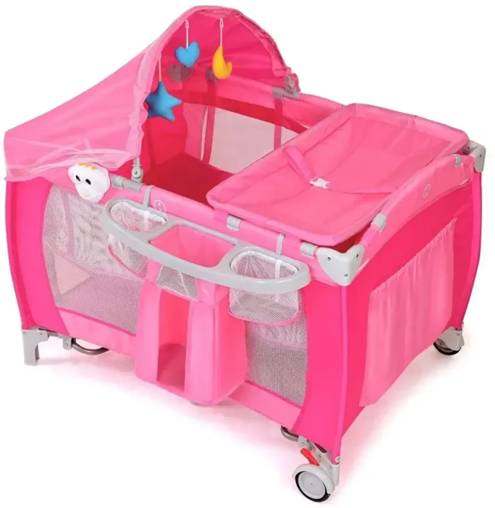3-in-1 Foldable Baby Crib Playpen with Mosquito Net and Carry Bag (BB0491PI)