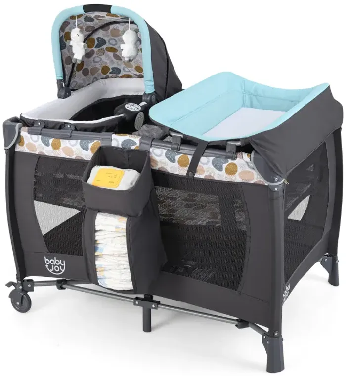4-in-1 Convertible Portable Baby Playard Newborn Napper with Music and Toys