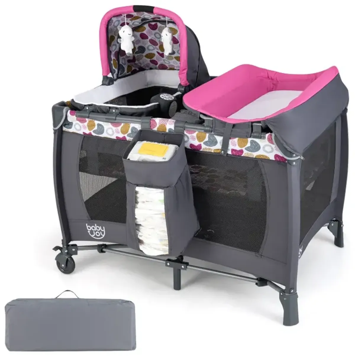 4-in-1 Convertible Portable Baby Playard Newborn Napper with Music and Toys
