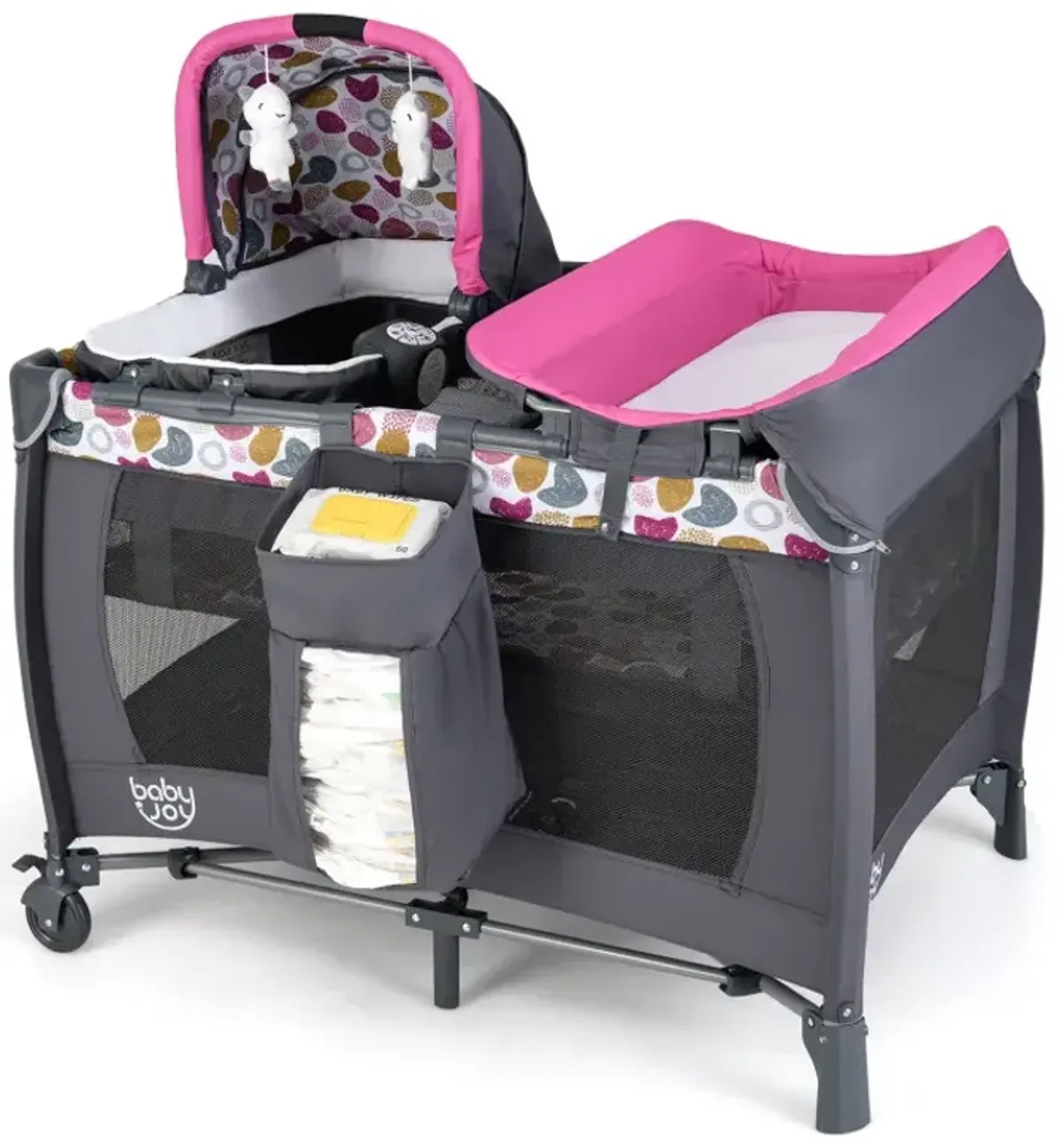 4-in-1 Convertible Portable Baby Playard Newborn Napper with Music and Toys