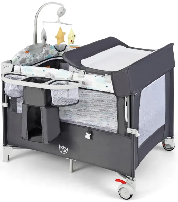 5-in-1 Portable Baby Beside Bassinet with Diaper Changer