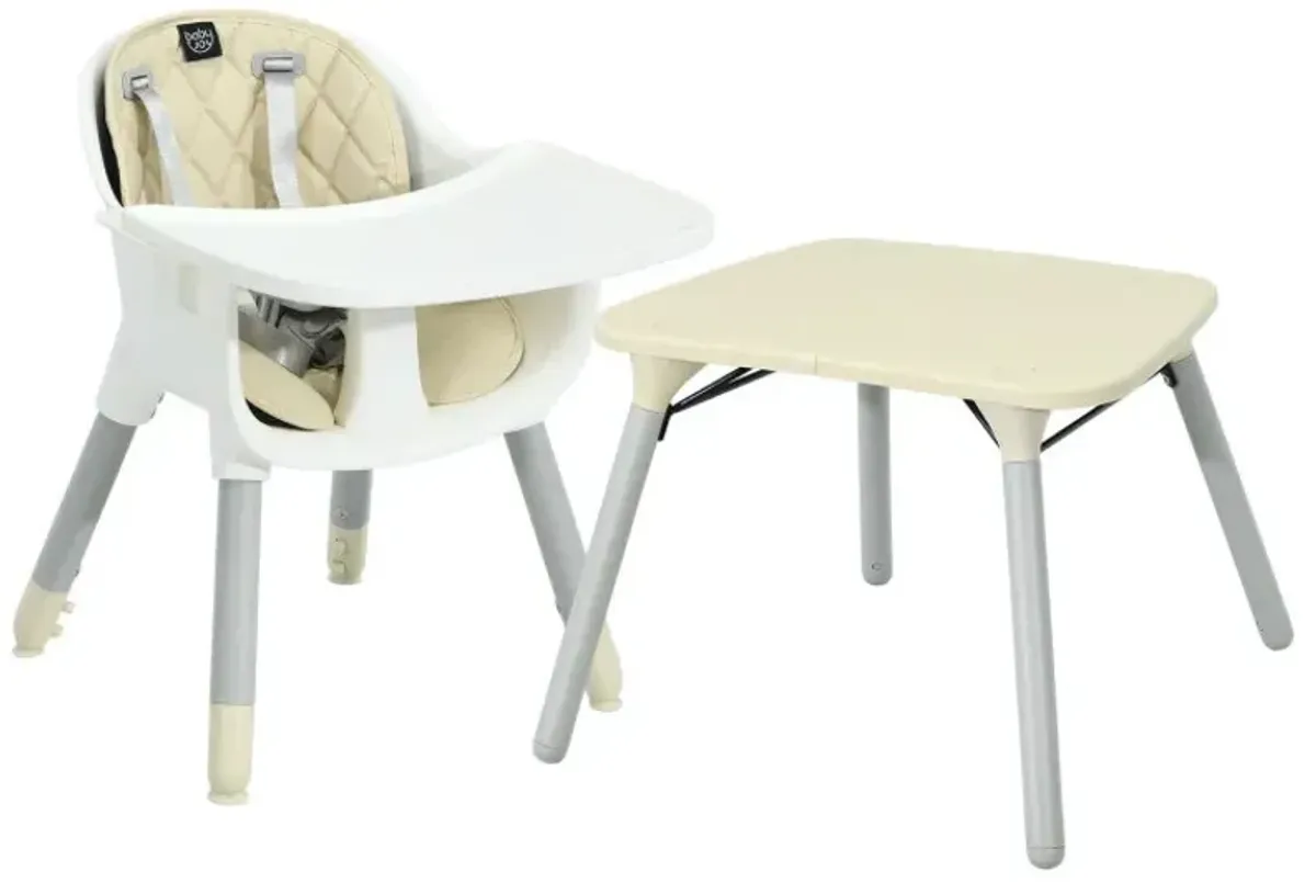 4-in-1 Baby Convertible Toddler Table Chair Set with PU Cushion