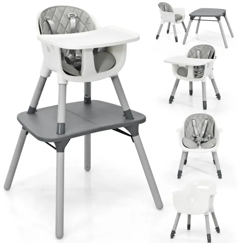 4-in-1 Baby Convertible Toddler Table Chair Set with PU Cushion