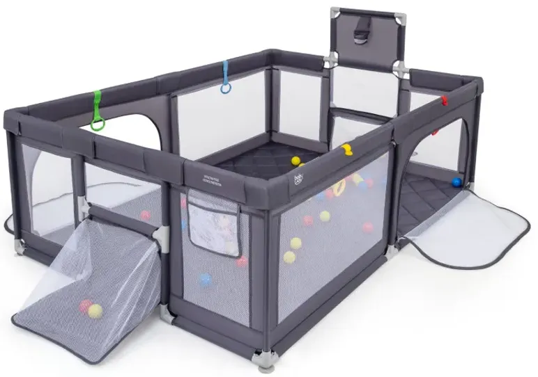 Extra Large Playpen with Basketball Hoop for Babies and Toddlers