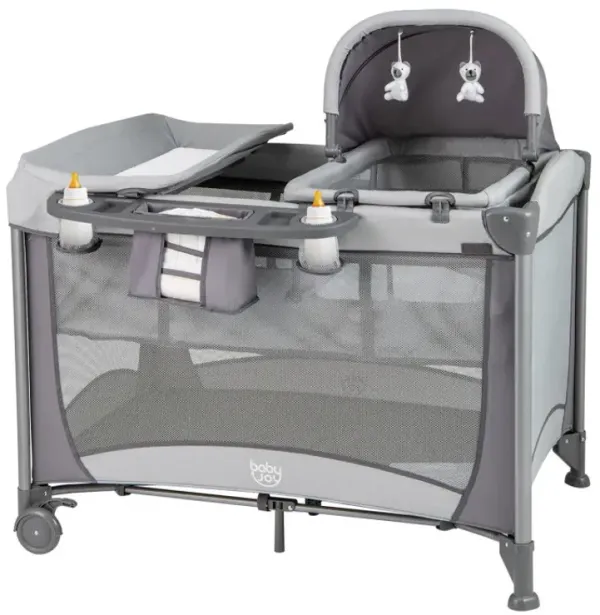 5-in-1 Portable Baby Playard with Changing Table and Storage Basket
