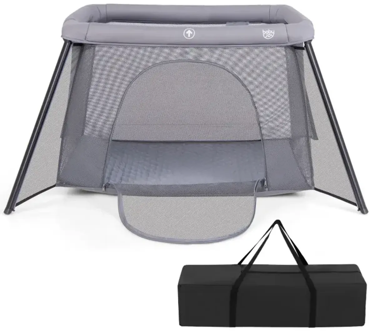 2-in-1 Portable Baby Playpen with Safety Enclosure and Padded Mattress