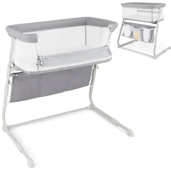 Baby Bassinet Bedside Crib with Adjustable Height Comfy Mattress