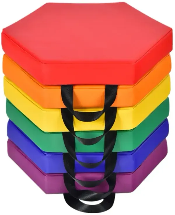 6 Pieces Multifunctional Hexagon Toddler Floor Cushions Classroom Seating with Handles