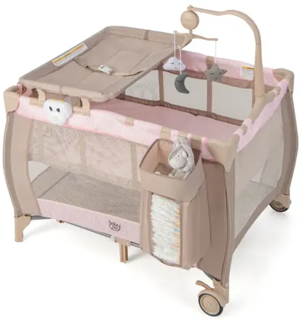Portable Baby Playard with Changing Table Bassinet and Music Box