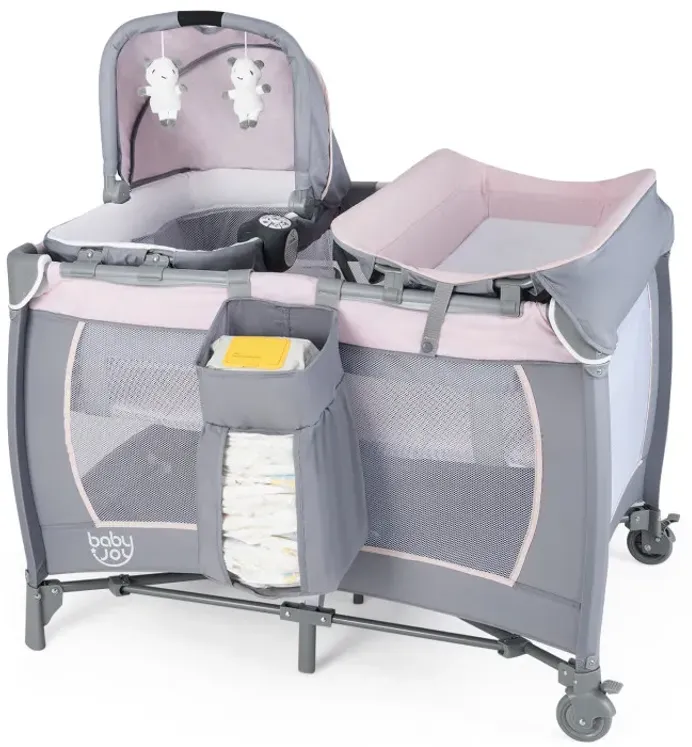 4-in-1 Convertible Portable Baby Playard Newborn Napper with Music and Toys
