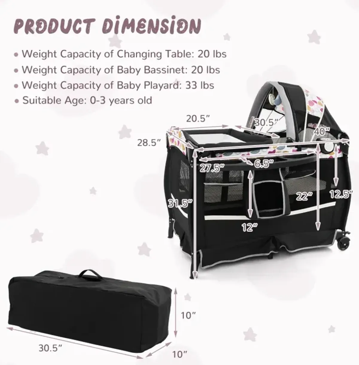 4 in 1 Portable Pack and Play Baby Nursery Center with Bassinet