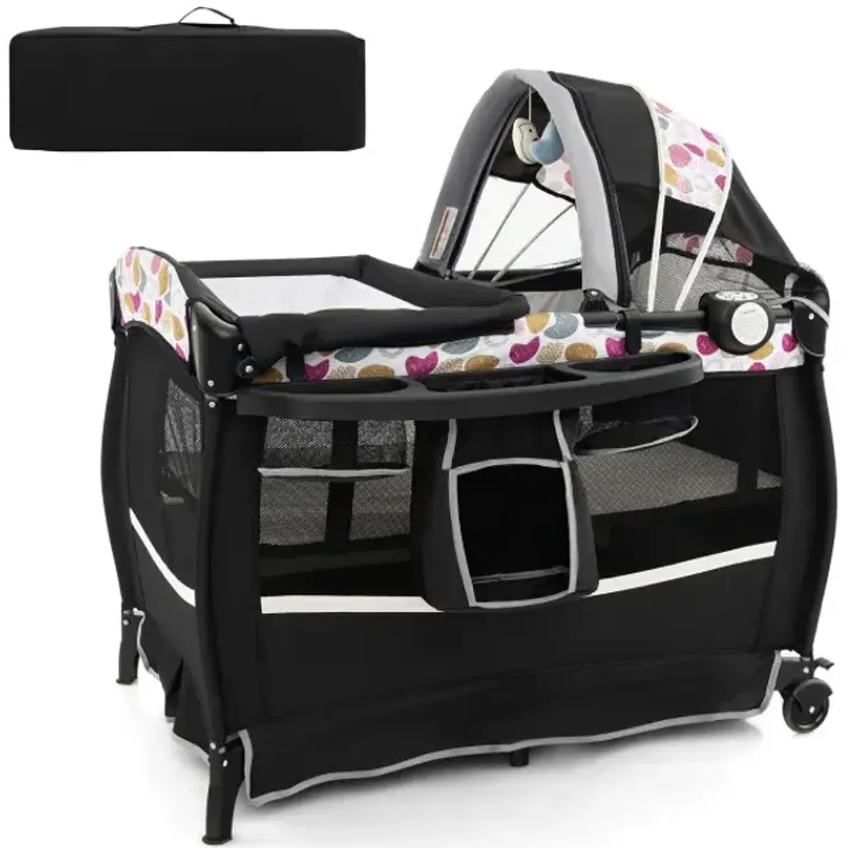 4 in 1 Portable Pack and Play Baby Nursery Center with Bassinet