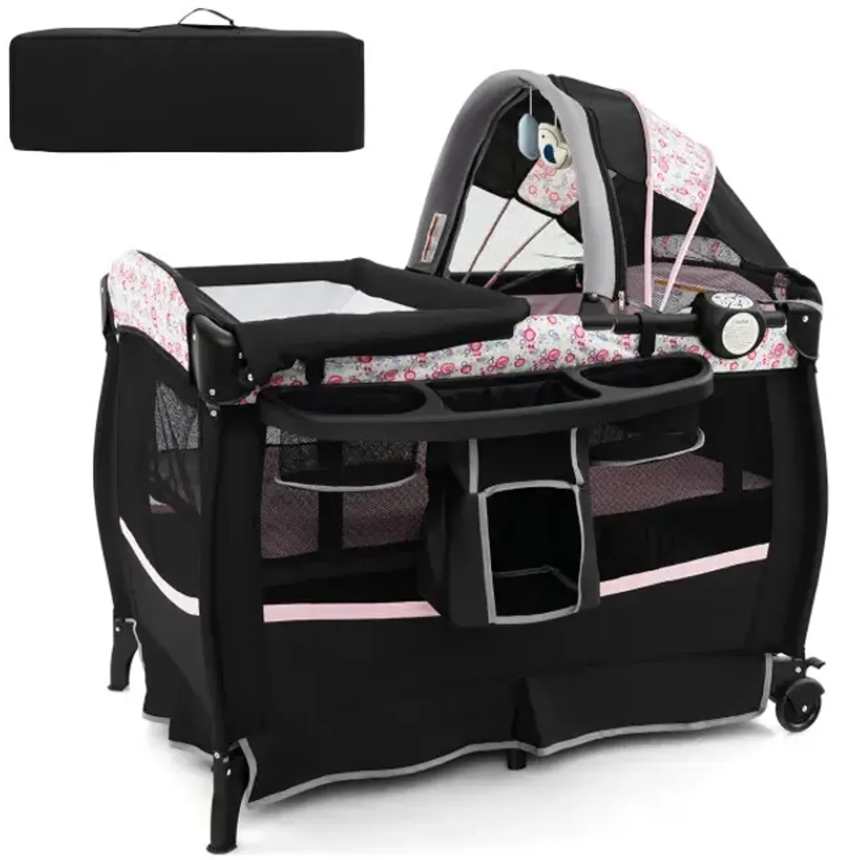 4 in 1 Portable Pack and Play Baby Nursery Center with Bassinet