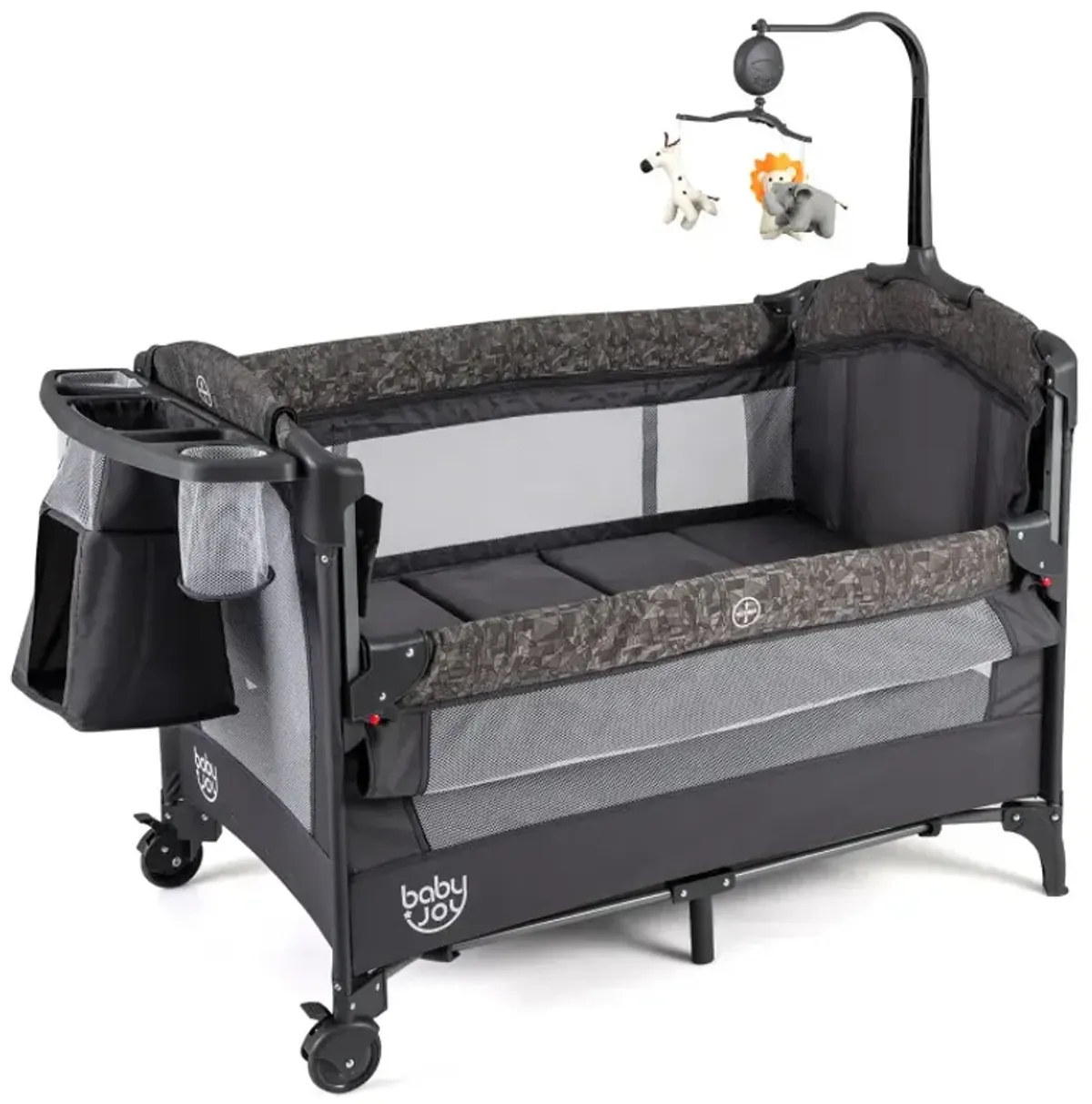 5-in-1 Bedside Bassinet, Baby Pack and Play with Diaper Changer