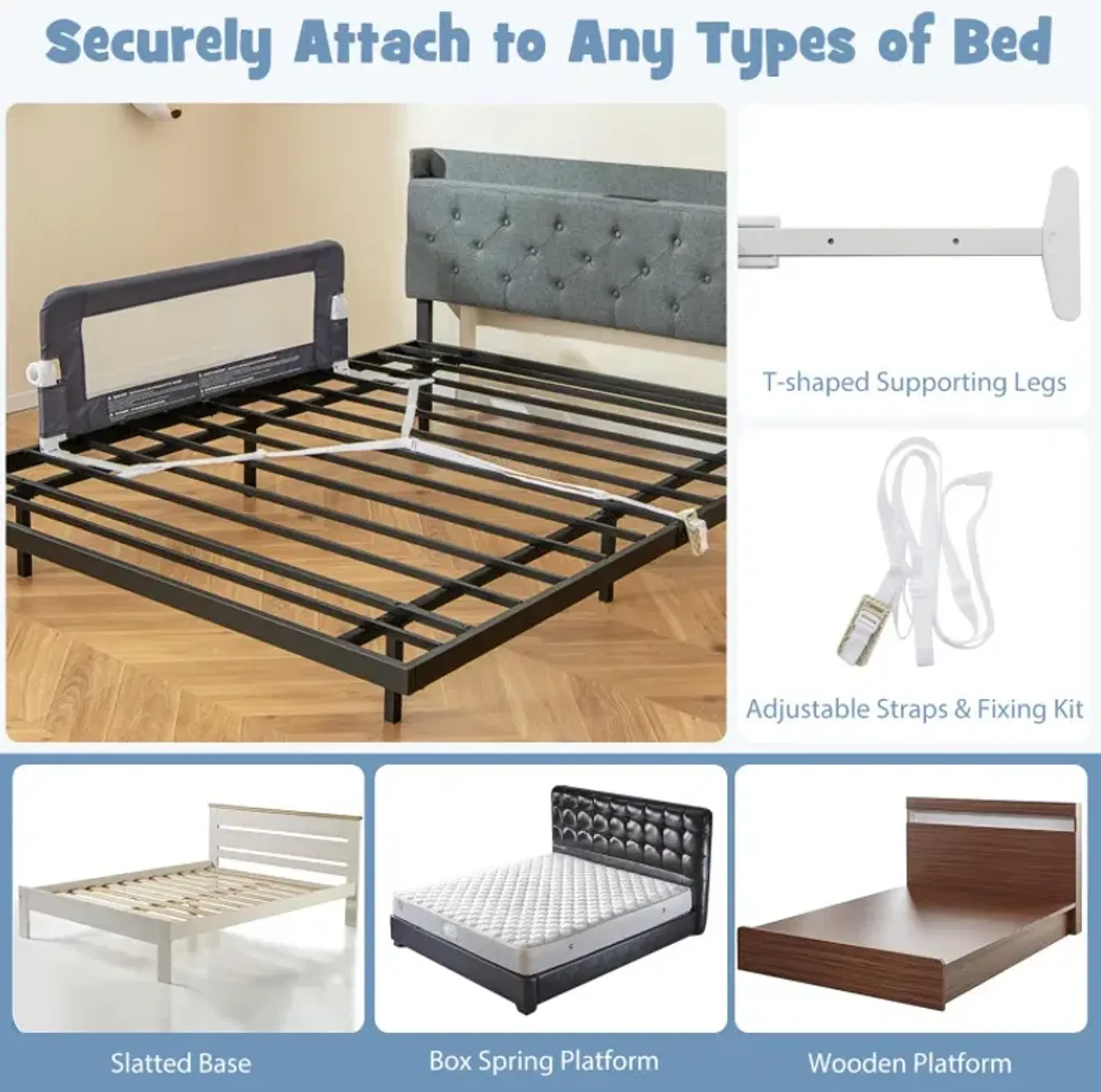 Foldable Bed Rail Swing Down Baby Bed Guard Rail Costway | Furniture.com