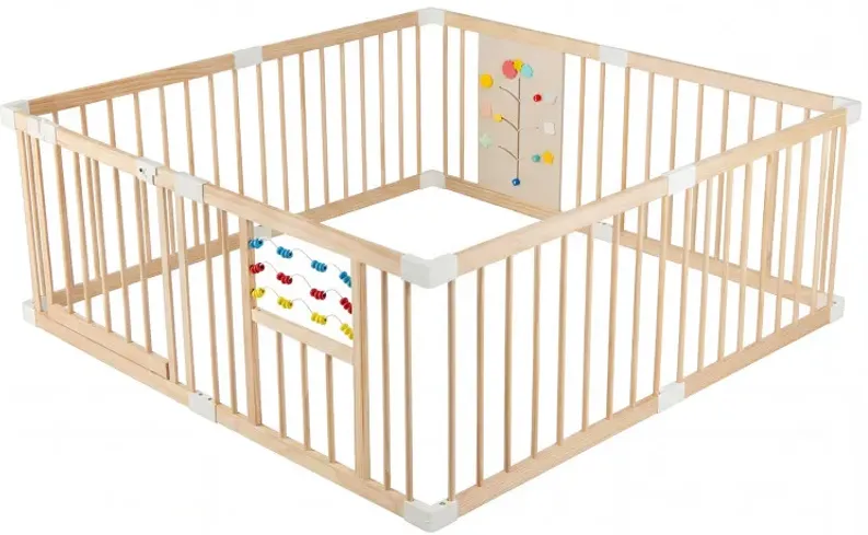 Wooden Baby Playpen Adjustable Large Play Yard for Infants