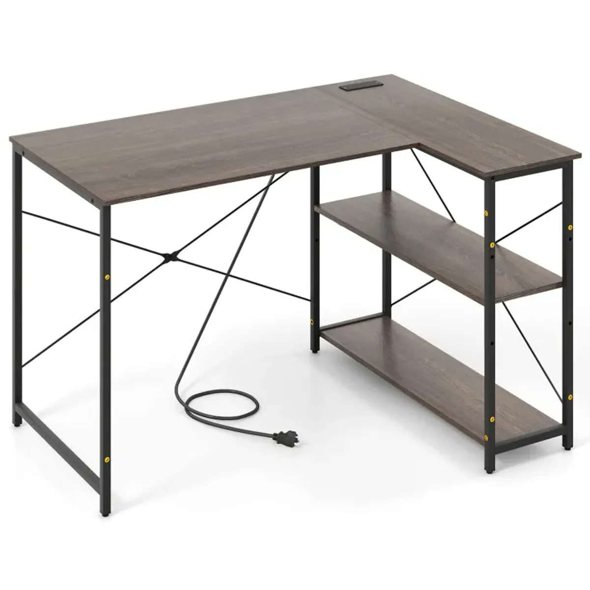 48 Inch Reversible L Shaped Computer Desk with Adjustable Shelf