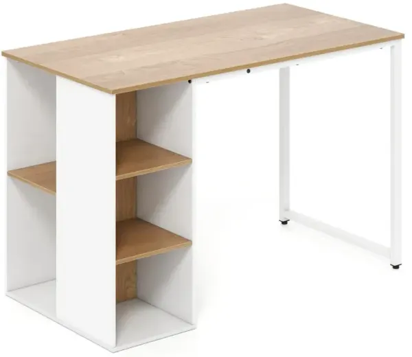 Computer Desk with Storage Shelves and Metal Frame