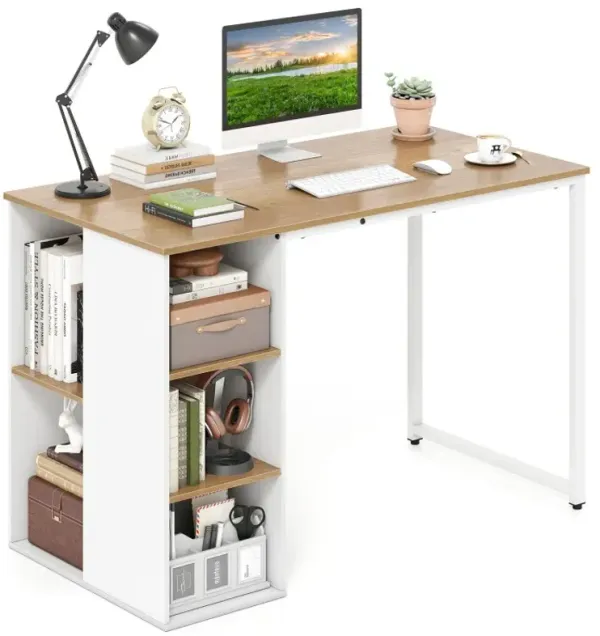 Computer Desk with Storage Shelves and Metal Frame