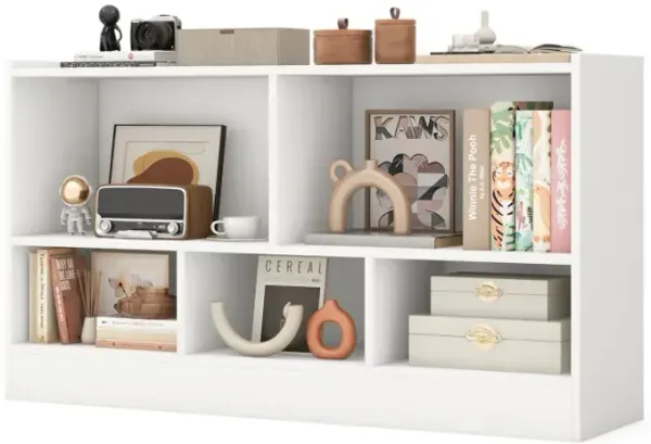 Kids 2-Shelf Bookcase 5-Cube Wood Toy Storage Cabinet Organizer