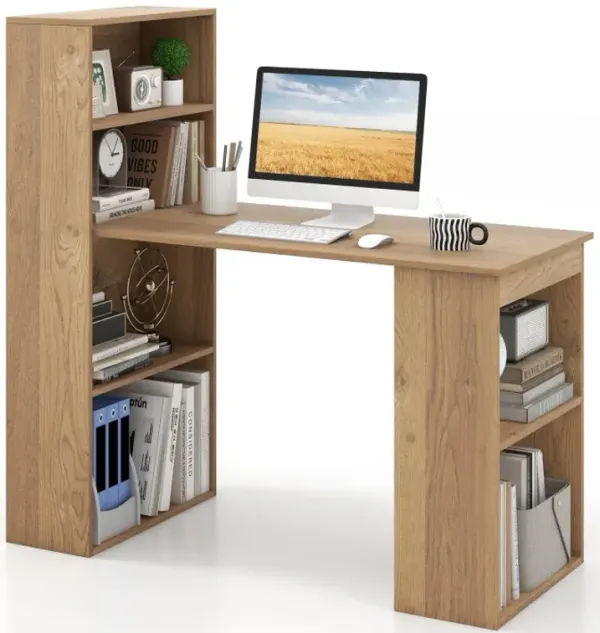 48 Inch Computer Desk with 4-Tier Bookcase and CPU Stand