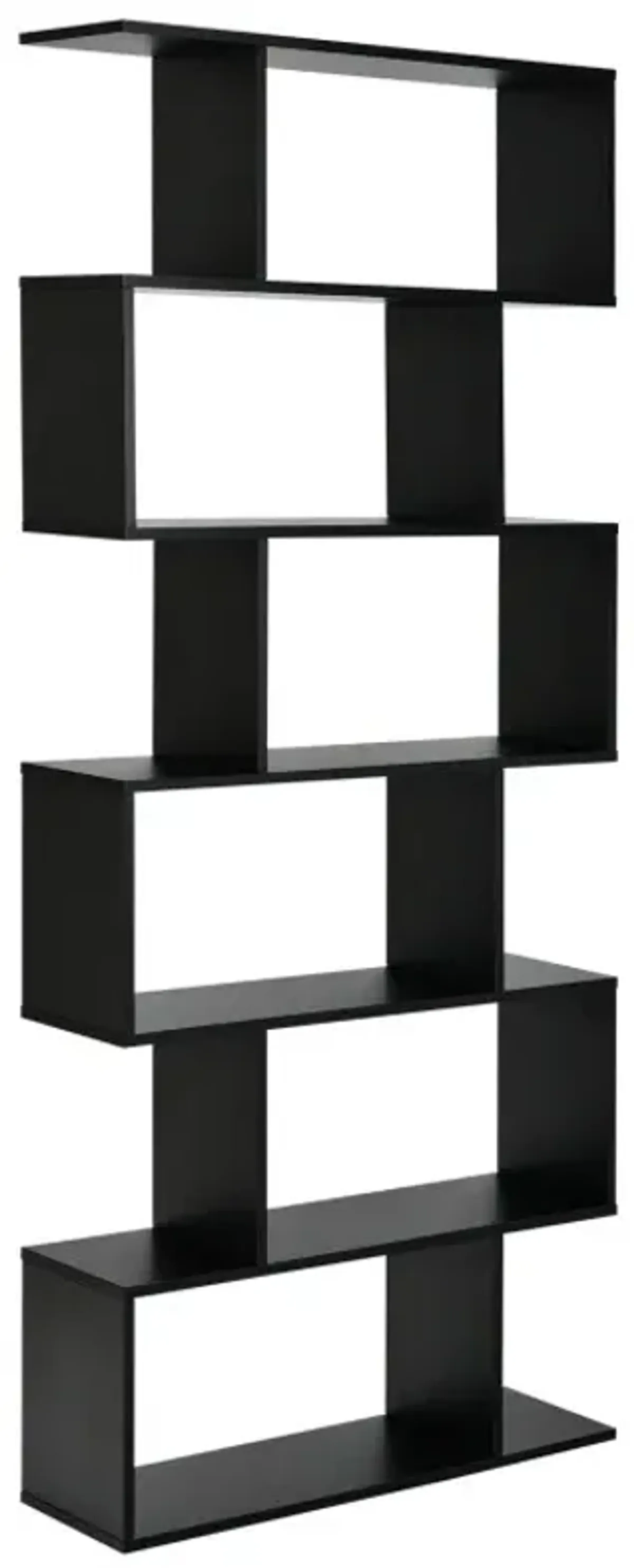 6 Tier S-Shaped Bookshelf Storage Display Bookcase Decor Z-Shelf