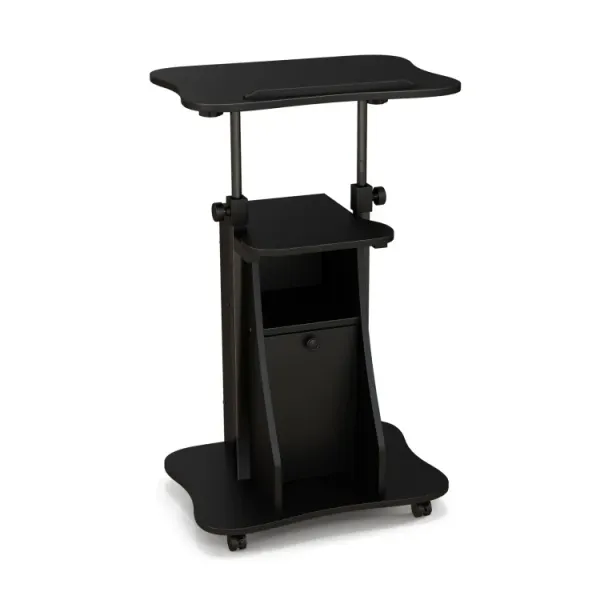 Adjustable Mobile Standing Desk Cart with Tilt Desktop and Cabinet