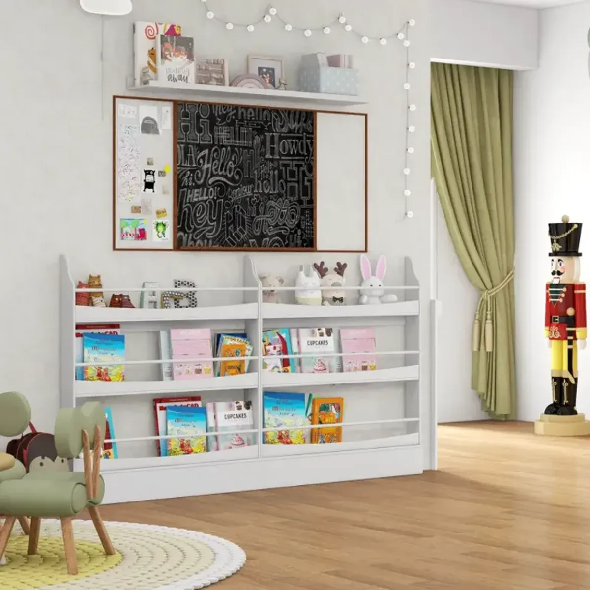 3-Tier Bookshelf Organizer with 2 Anti-Tipping Kits for Books and Magazines
