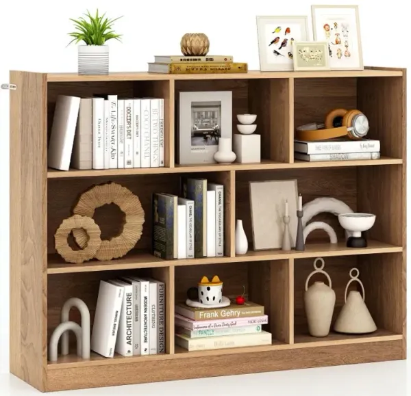 3-Tier Open Bookcase 8-Cube Floor Standing Storage Shelves